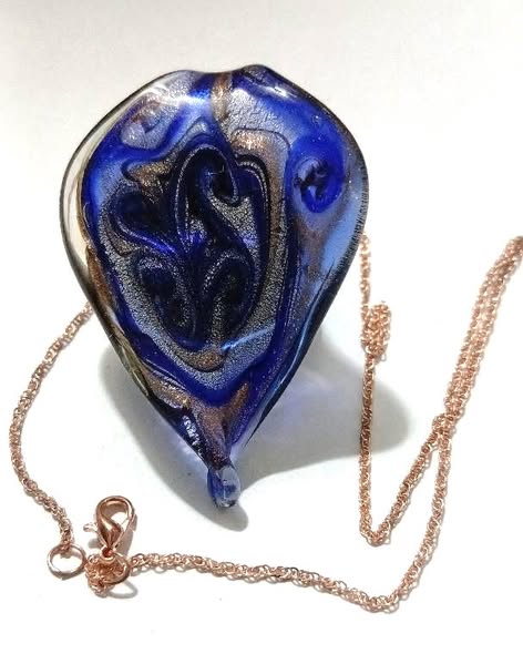 Mystical Swirly Blue Resin Pear Shaped Pendant - Image 5