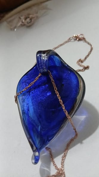 Mystical Swirly Blue Resin Pear Shaped Pendant - Image 4
