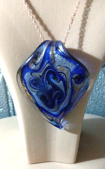 Mystical Swirly Blue Resin Pear Shaped Pendant - Image 2