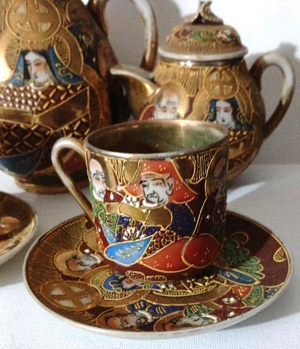 Interesting Antique Japanese Samurai‑Style Tea Set - Image 3