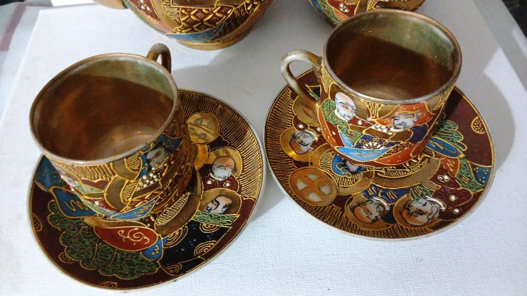 Interesting Antique Japanese Samurai‑Style Tea Set - Image 5
