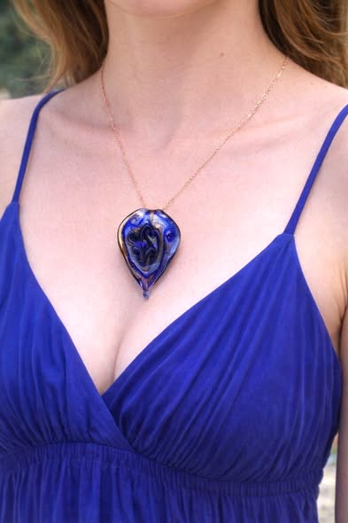 Mystical Swirly Blue Resin Pear Shaped Pendant