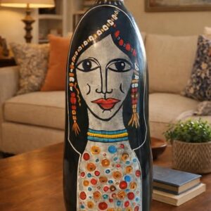 Large Hand Painted Bottle Apache Girl Decorative Bottle.