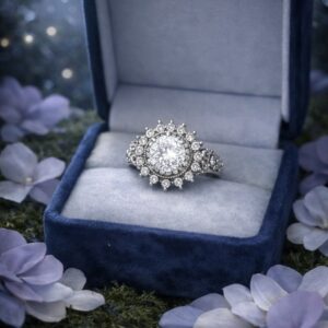 Enchanted Large Round Crystal Silver Plated Ring