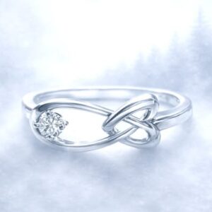 Silver Plated Infinity Ring with Round-Cut Crystal Gemstone Size 8 - P