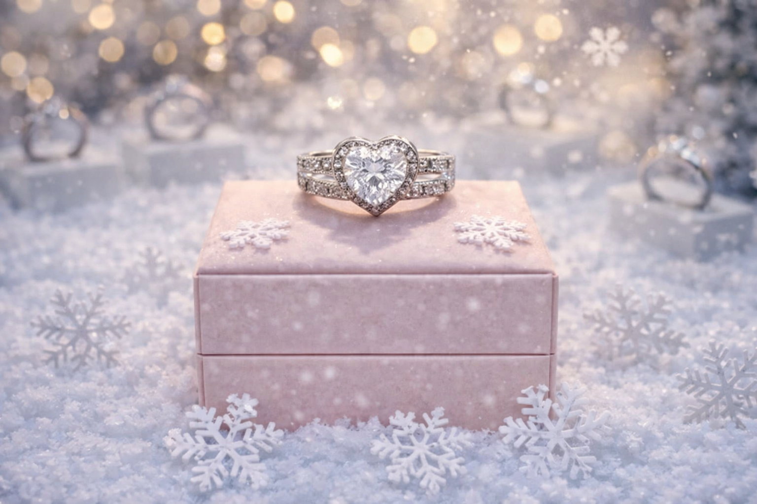 Sterling Silver Plated White Crystal Heart Ring: Size 7 – N - Image 6