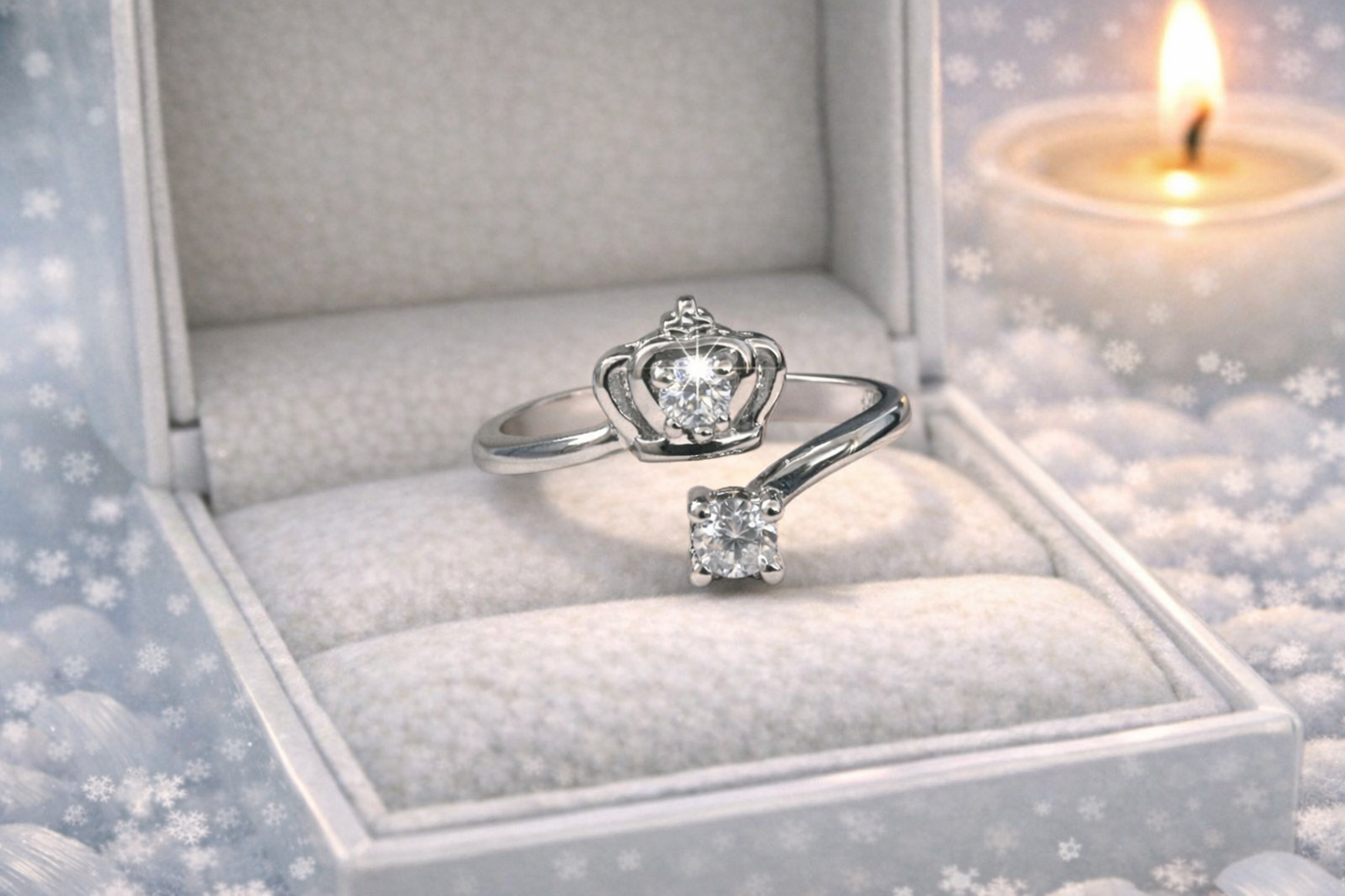 Heart Tiara Crown CZ Stones Ladies Ring :Size 6.5 - M - Image 2
