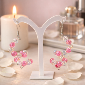 Amazing Swirl White & Pink Resin Bead Drop Earrings