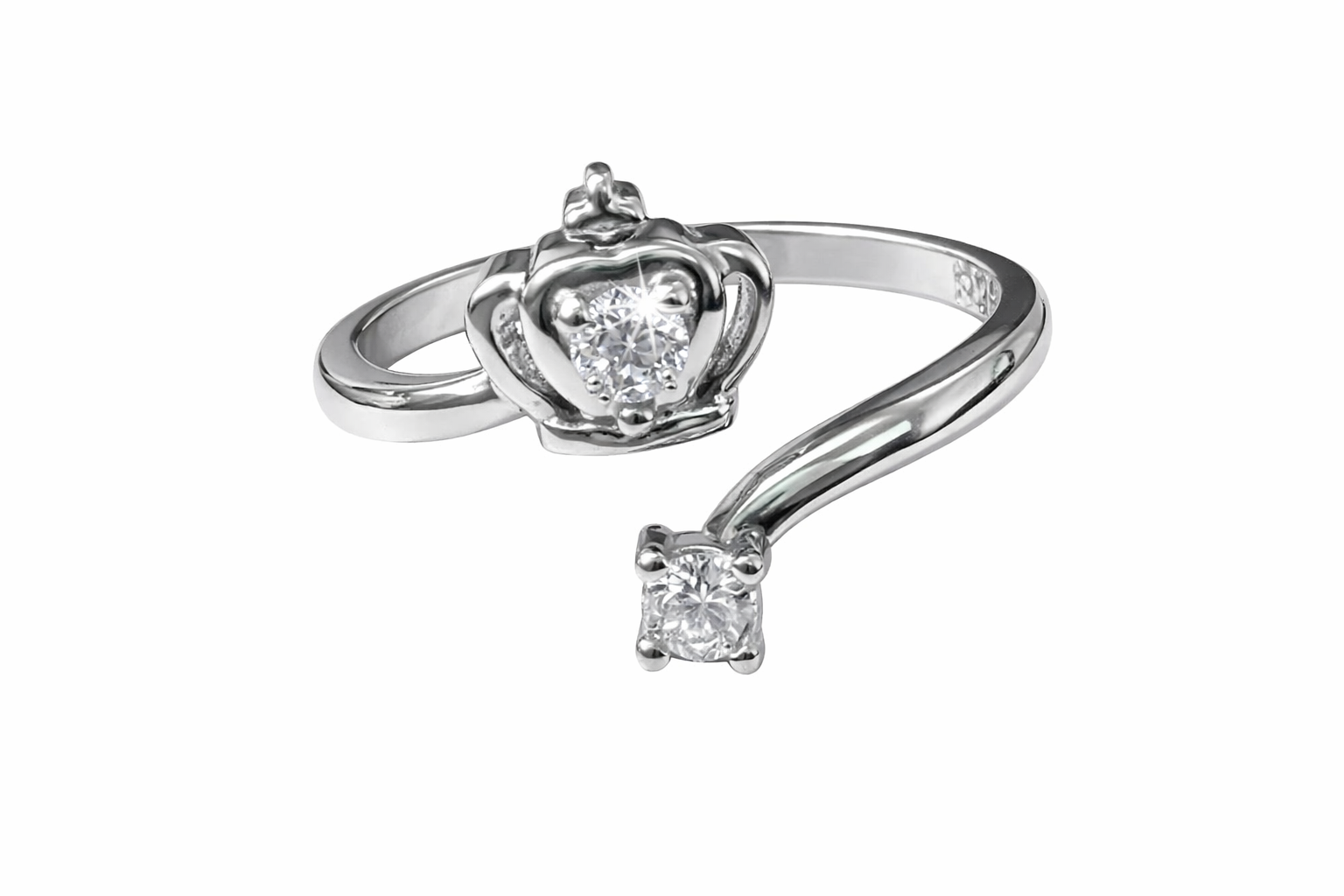 Heart Tiara Crown CZ Stones Ladies Ring :Size 6.5 - M