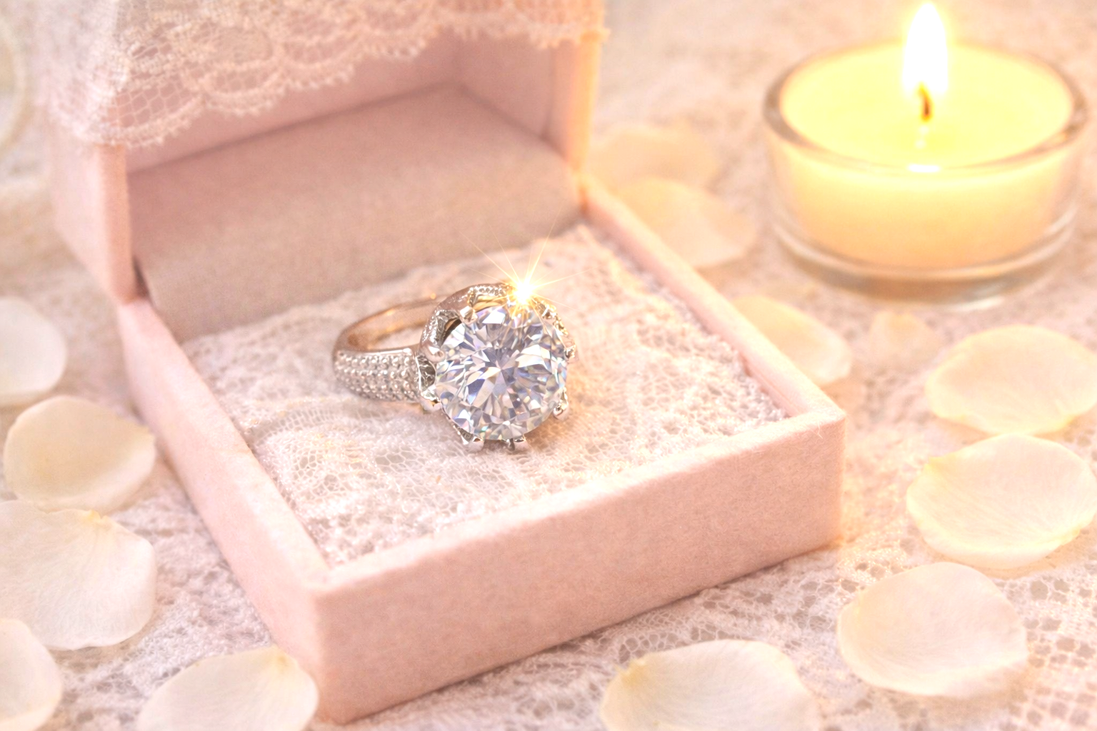 Round‑Cut Large White Cubic Zirconia Sterling S925 Silver Queen Ring