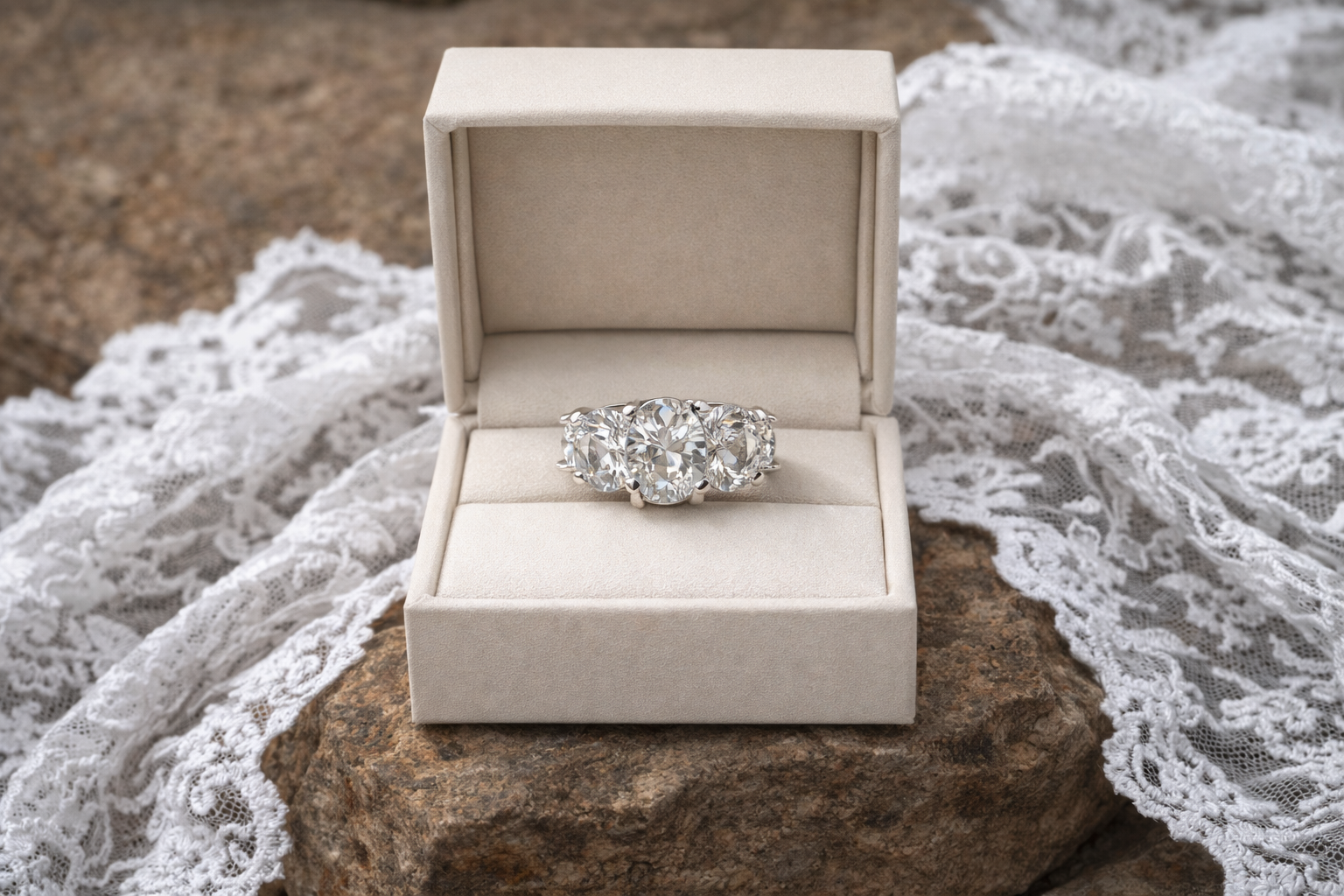 Sterling Silver 925 Five‑Stone Shimmering White Topaz Ring - Image 3
