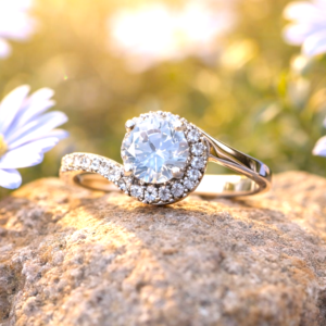 Sterling Silver Cubic Zirconia Gemstone Ring – Elegant Sparkle Design 