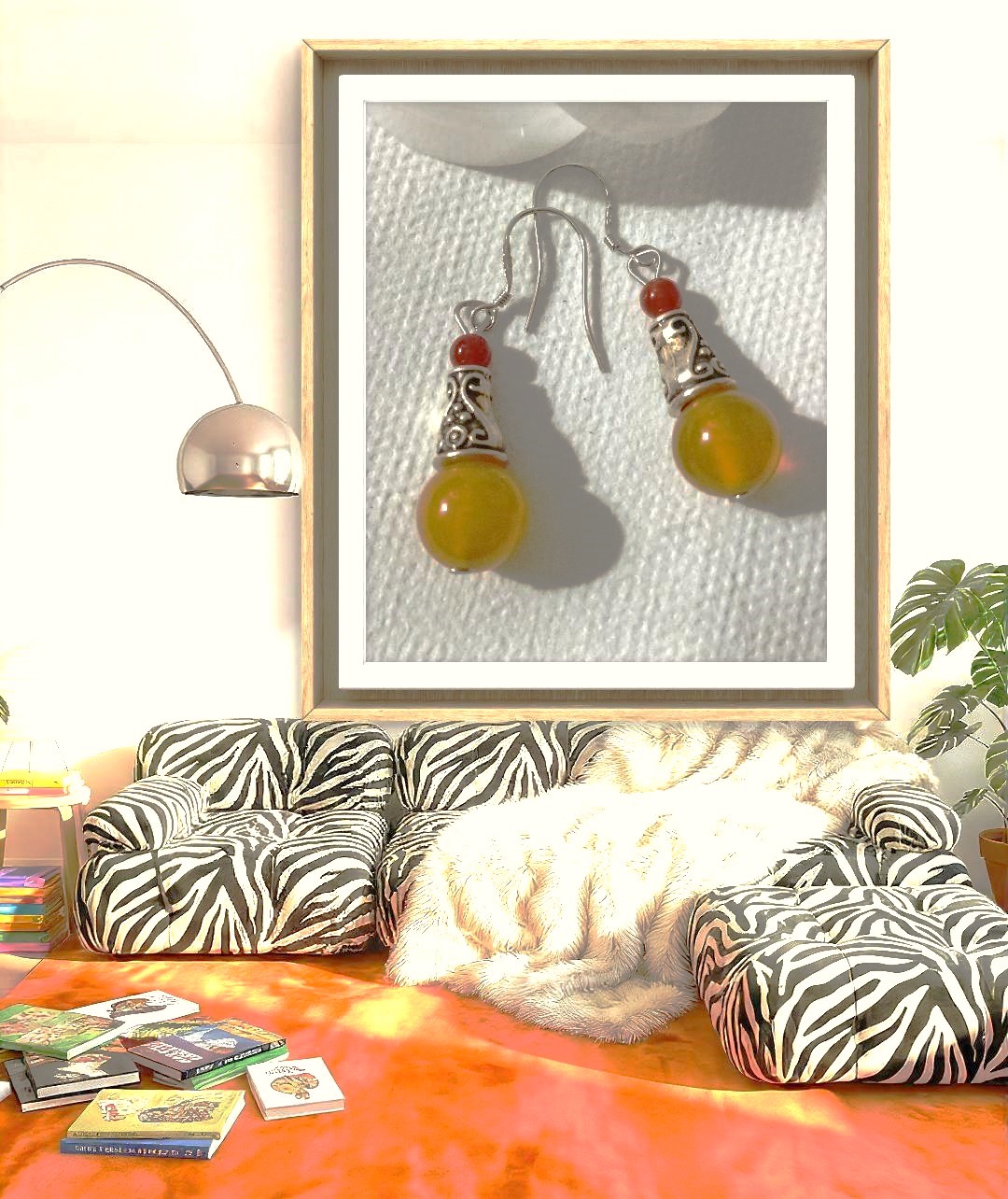 Charming Bohemian Earrings Yellow Moonstone Beads - Image 5