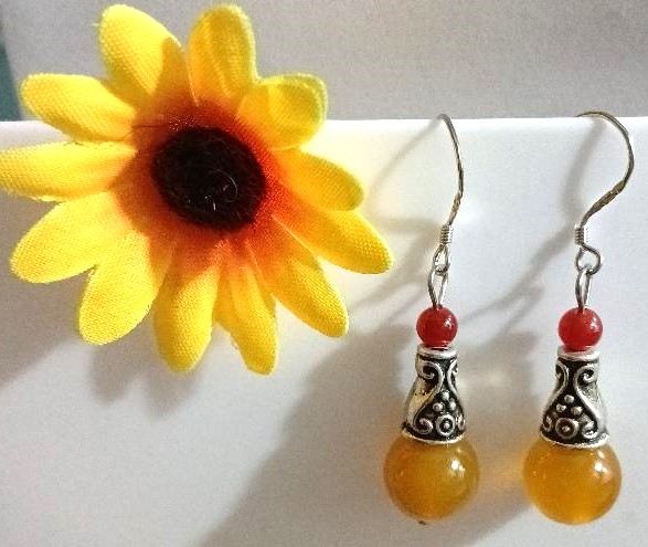 Charming Bohemian Earrings Yellow Moonstone Beads - Image 4