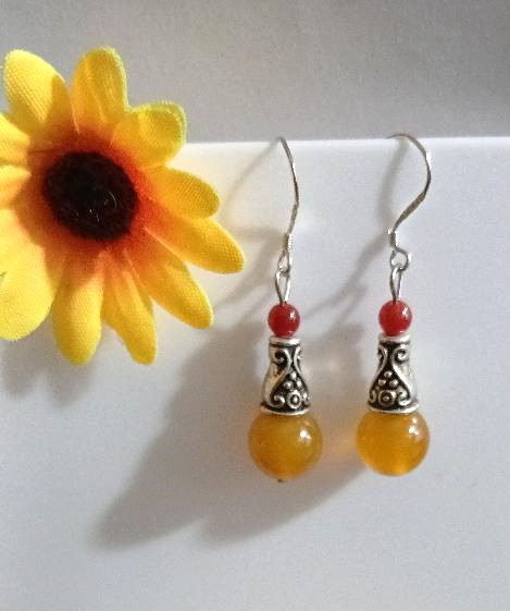 Charming Bohemian Earrings Yellow Moonstone Beads - Image 2