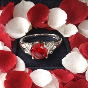 Sterling Silver Red Cubic Zircon Gemstone Ring * Size 9 - R*