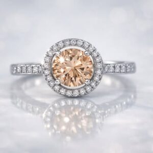 Fabulous Sterling Silver Round Cut Champagne Topaz Ring