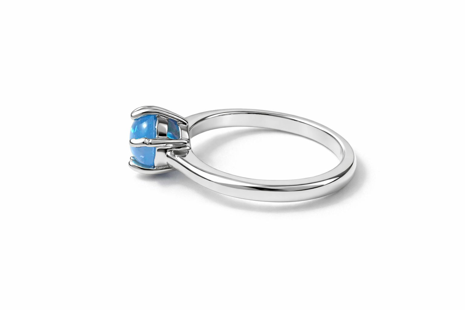 Pretty Blue Opal Silver Plated Ring - Image 3