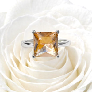 Elegant 925 Sterling Silver Champagne Topaz Gemstone RingÂ
