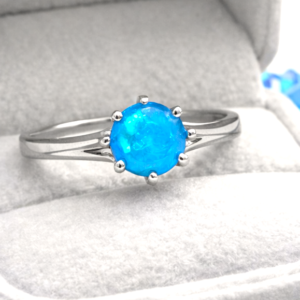 Pretty Blue Opal Silver Plated Ring