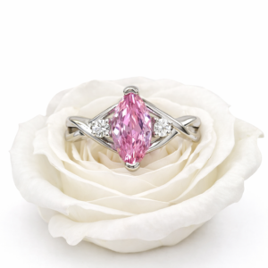 Gorgeous 925 Sterling Silver Marquise Pink Topaz Ring