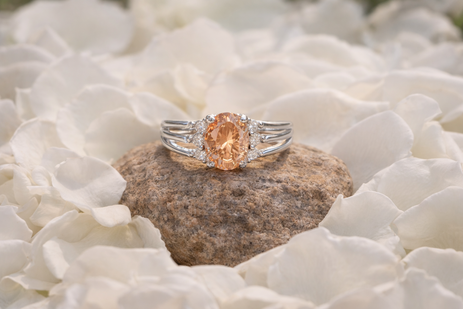 Stunning Oval‑Cut Brown Topaz & Cubic Zirconia 925 Silver Ring - Image 2