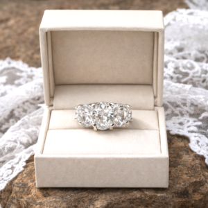 Sterling Silver 925 Five‑Stone Shimmering White Topaz Ring 