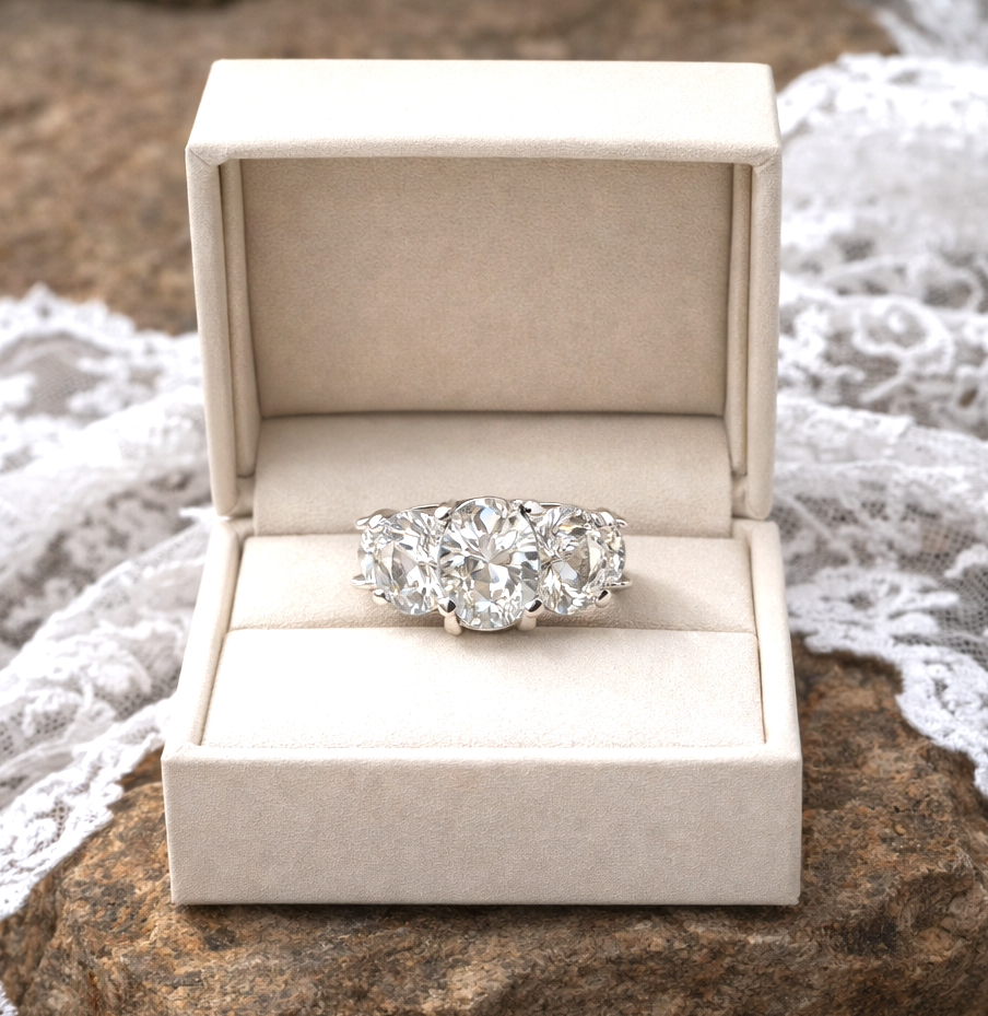 Sterling Silver 925 Five‑Stone Shimmering White Topaz Ring