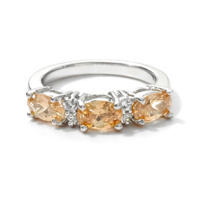 Elegant Four‑Stone Champagne Topaz Design Silver Ring