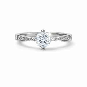 Silver 925 Round Cubic Zirconia Ring Surrounded by White CZ