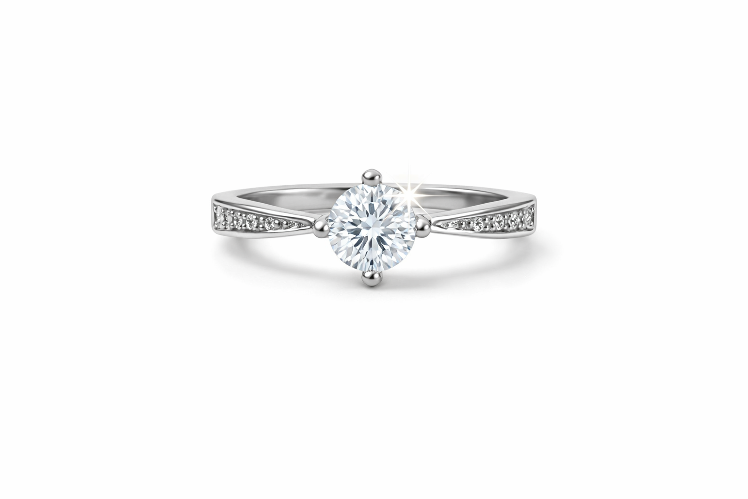 Silver 925 Round Cubic Zirconia Ring Surrounded by White CZ