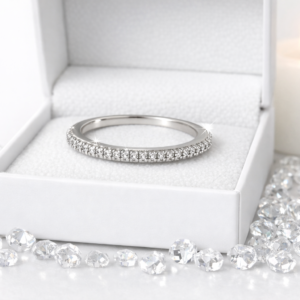 White Gold–Plated 1.2mm Cubic Zirconia Band - Dainty and Elegant