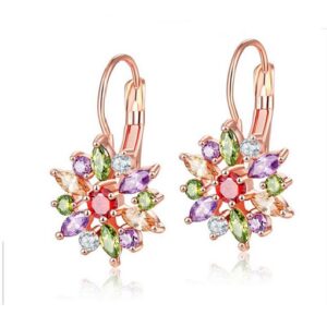 Multicolour Floral Drop Earrings – Rose Gold 14k Plated