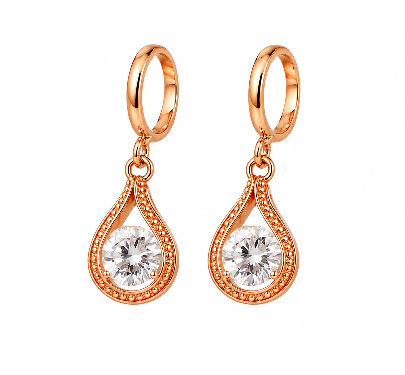 Beautiful 14k Gold Plated Teardrop Earrings – 1.5CT Cubic Zirconia
