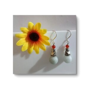 Charming Bohemian Earrings with Cabochon Moonstone Beads – 925 Silver Hooks 
