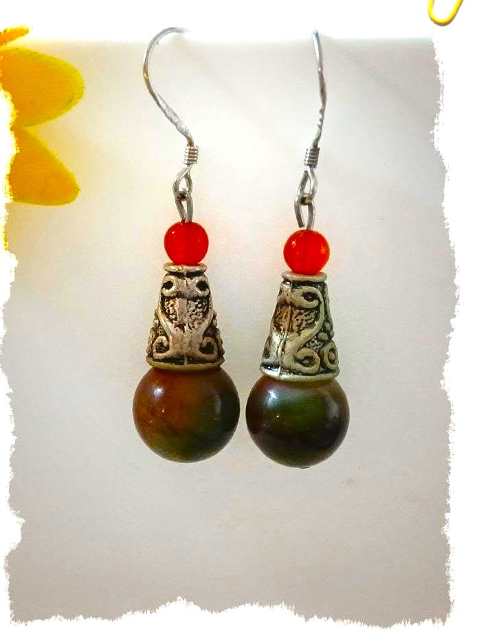 Charming Bohemian Earrings with Tiger Eye Beads – 925 Silver Hooks - Image 3