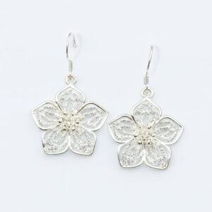Amazing Silver Plated Filigree Flower Earrings 925 Hallmarked Hooks