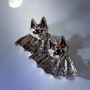 Halloween Red Eyed Bat Earrings Studs