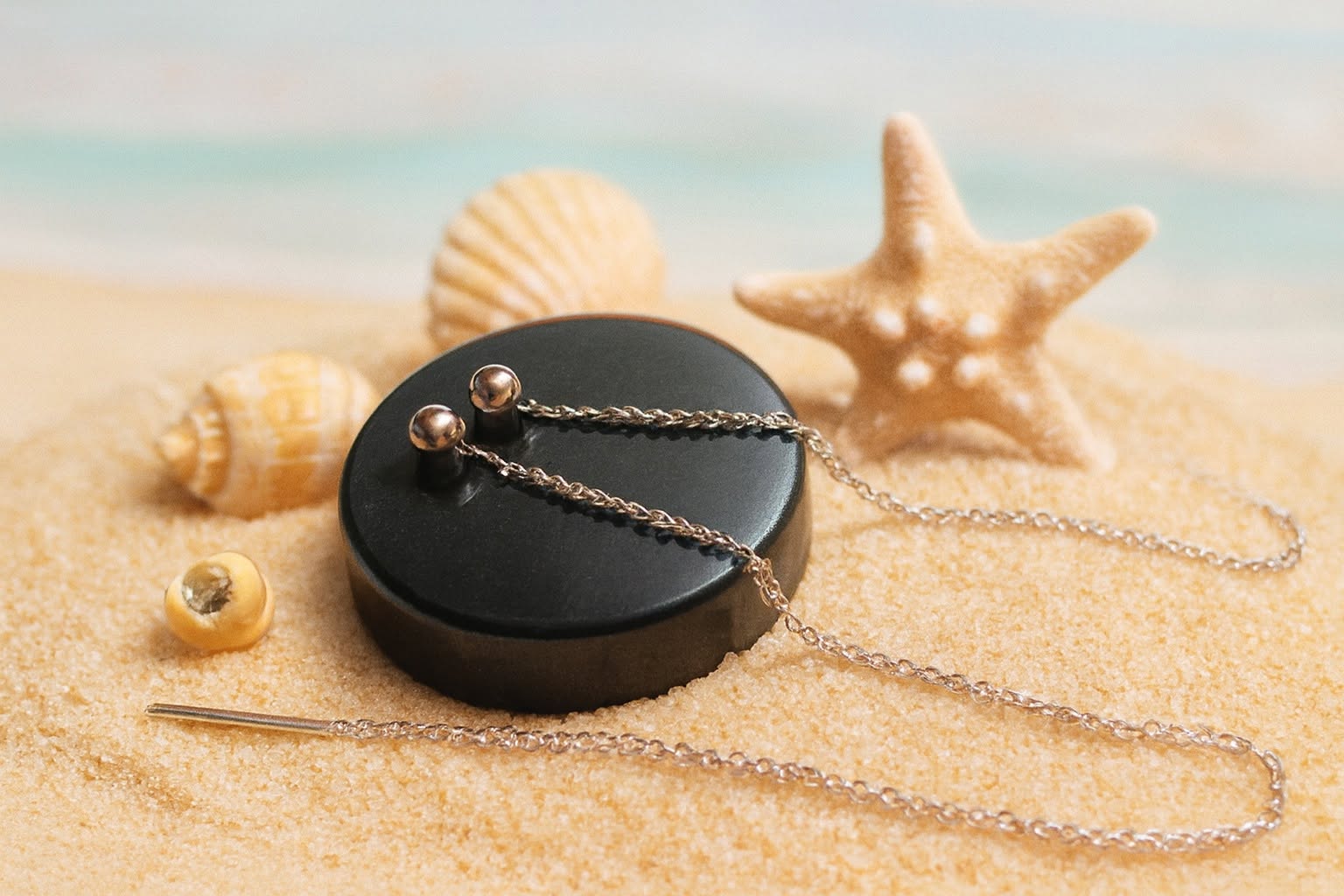 Long Silver Plated Threader Spherical Ball Earrings