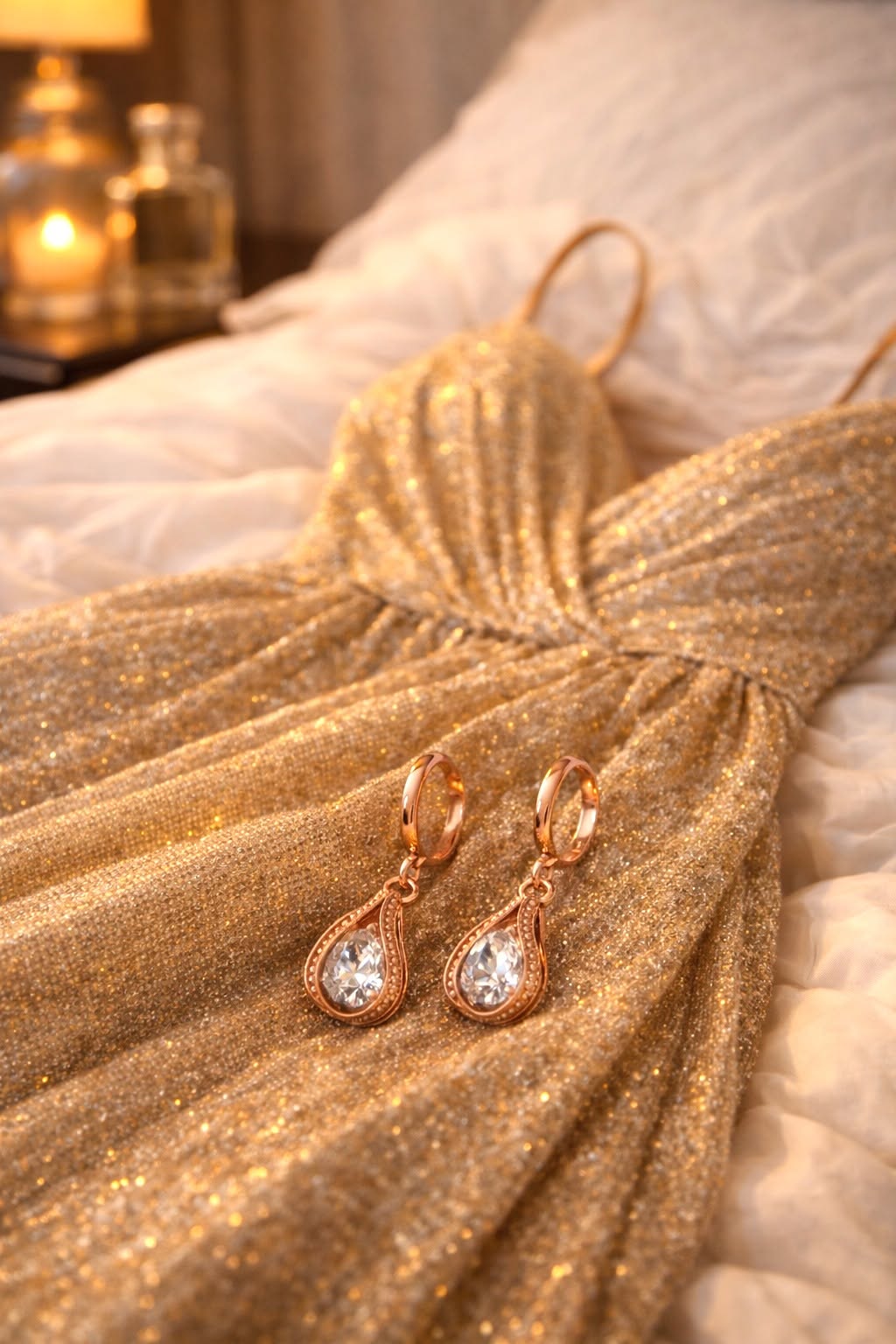 Beautiful 14k Gold Plated Teardrop Earrings – 1.5CT Cubic Zirconia - Image 3