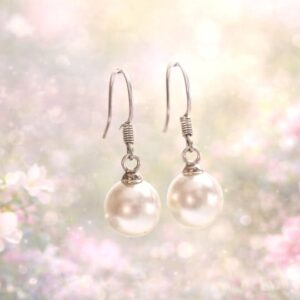 Elegant o.8mm Wide Pearl Drop Earrings-925 Silver Hooks