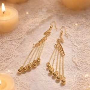 Gold-Tone Pewter Cascade Earrings – Zigzag Drop Design