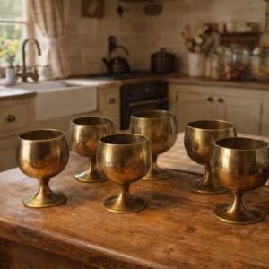 Lovely Rare FrenchSet of 6 Vintage Copper Egg Cups