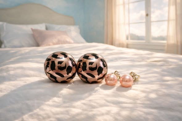 Double sided Stud: Leopard Print & Pink Silver Tone Studs - Image 2