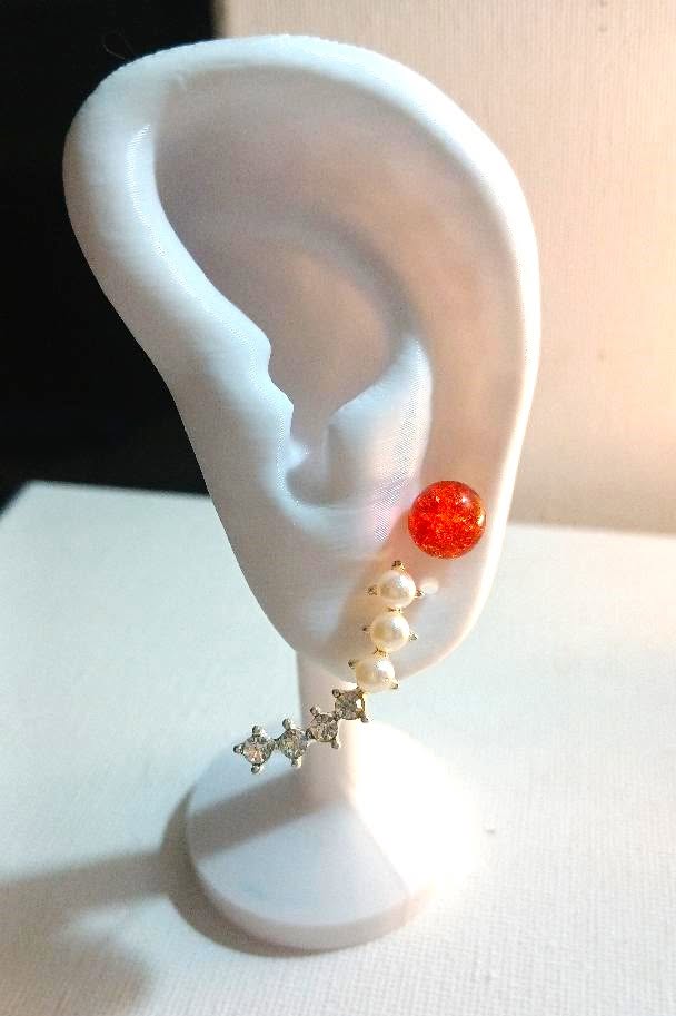 Lovely Silver Tone Faux Pearl & Rhinestone Earrings - Image 6