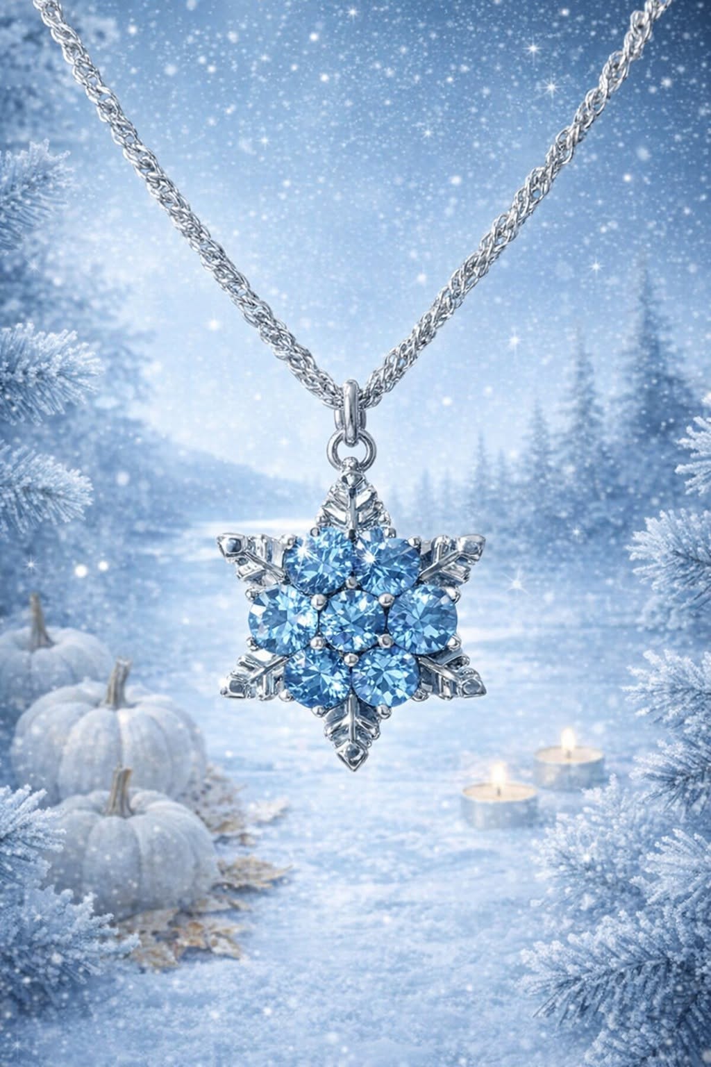 Gorgeous Silver Tone Winter Snowflake Chain Necklace - Image 2