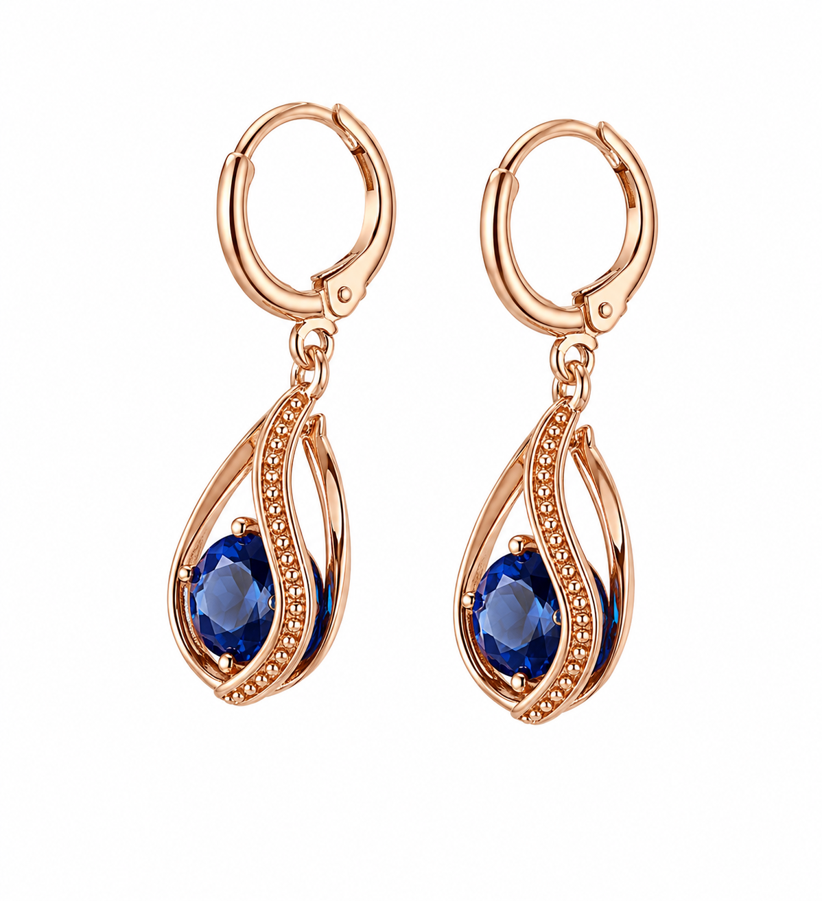 Beautiful 14k Gold Plated Teardrop Earrings – 1.5CT Blue Topaz