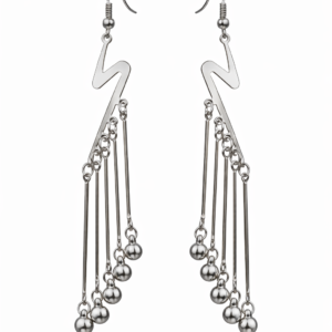 Silver-Tone Pewter Cascade Earrings – Zigzag Drop Design