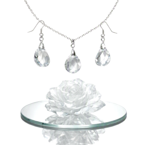 Elegant Fashionable 925 Silver Plated Crystal Necklace & Earring Set