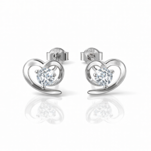 Gorgeous 925 Sterling Silver Heart Cubic Zirconia Stud Earrings